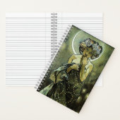 Vintager Jugendstil-Mond von Alphonse Mucha Notizblock (Innen)