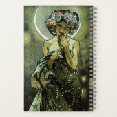 Vintager Jugendstil-Mond von Alphonse Mucha Notizblock (Rückseite)