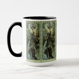 Vintager Jugendstil-Mond von Alphonse Mucha Tasse