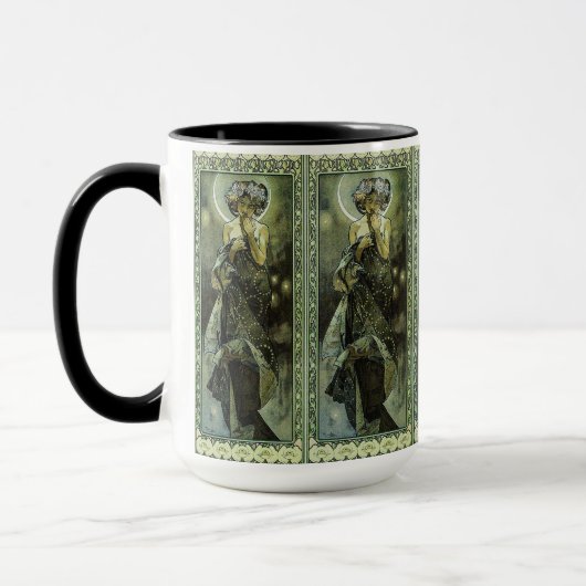 Vintager Jugendstil-Mond von Alphonse Mucha Tasse (Links)