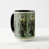 Vintager Jugendstil-Mond von Alphonse Mucha Tasse (Vorderseite Links)