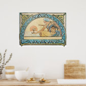 Vintager Jugendstil-Sonnenuntergang Poster (Küche)
