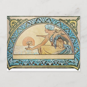 Vintager Jugendstil-Sonnenuntergang Postkarte
