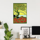 Vintager Jugendstil-Tree & Sunset by G. Combaz Poster (Heimbüro)