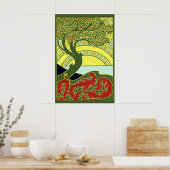Vintager Jugendstil-Tree & Sunset by G. Combaz Poster (Küche)