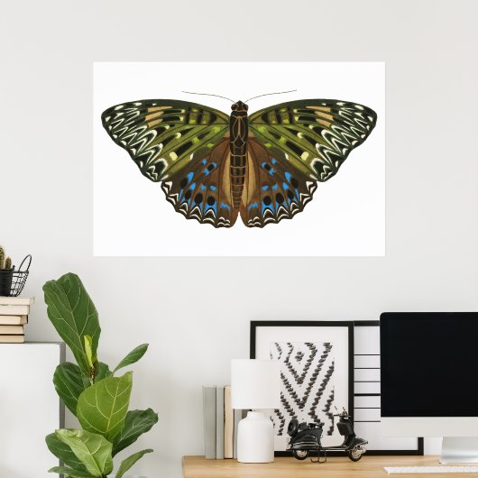 Vintager Jugendstilschmetterling Poster (Heimbüro)