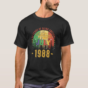 Vintager Juli 1988 34 Jahre alt 34. Geburtstag Awe T-Shirt