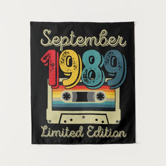 Vintager Juli 1989 Cassette Tape 32. Geburtstag Wandteppich (Vorderseite)