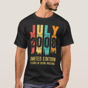 Vintager Juli 2008 14 Jahre alt 14. Geburtstag T-Shirt