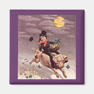 Vintager Junge bei Pig Magnet