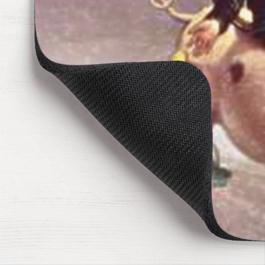 Vintager Junge bei Pig Mousepad (Ecke)