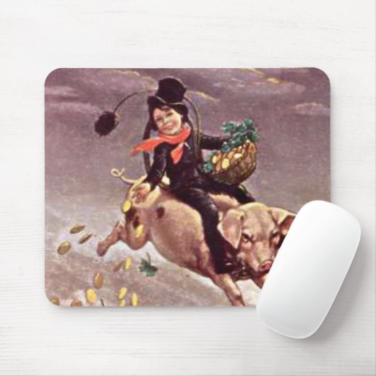 Vintager Junge bei Pig Mousepad (Mit Mouse)