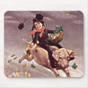Vintager Junge bei Pig Mousepad