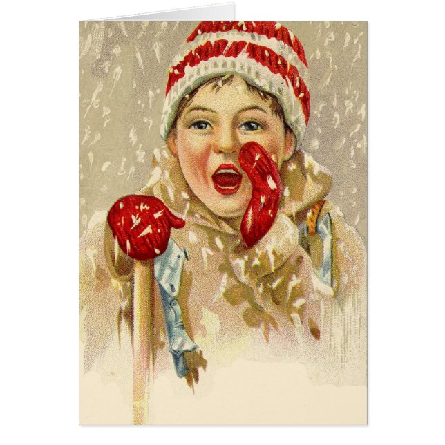 Vintager Junge im Schnee (Vorne)