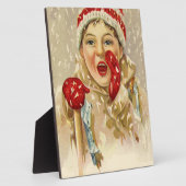 Vintager Junge im Schnee Fotoplatte (Seite)