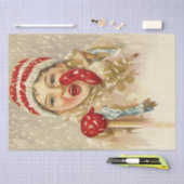 Vintager Junge im Schnee Seidenpapier (Handwerk)