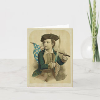 Vintager Junge mit American Flag Note Card Karte
