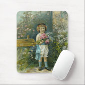 Vintager Junge mit Garten-Blume Mousepad (Mit Mouse)