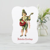 Vintager Junge mit Herzgitarre Valentine Feiertagskarte (Stehend Vorderseite)