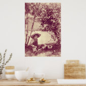 Vintager Junge mit Hund auf Erholung Poster (Küche)