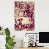 Vintager Junge mit Hund auf Erholung Poster (Heimbüro)