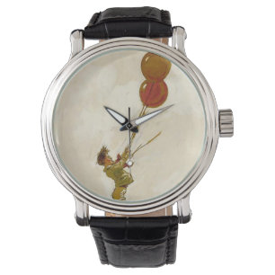 Vintager Junge mit Roten Balloons bei einer Geburt Armbanduhr