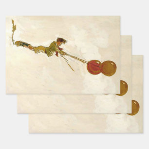 Vintager Junge mit Roten Balloons bei einer Geburt Geschenkpapier Set
