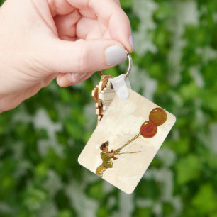 Vintager Junge mit Roten Balloons bei einer Geburt Schlüsselanhänger