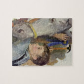 Vintager Junge mit seinem blauen Ribbon-Siegespfer Puzzle (Horizontal)