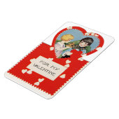 Vintager Junge mit weiblichem Valentinin-Magnet Magnet (Linke Seite)