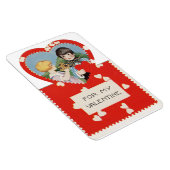 Vintager Junge mit weiblichem Valentinin-Magnet Magnet (Rechte Seite)