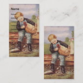 Vintager Junge und Hühner Visitenkarte (Vorne/Hinten)