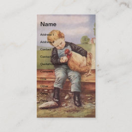 Vintager Junge und Hühner Visitenkarte