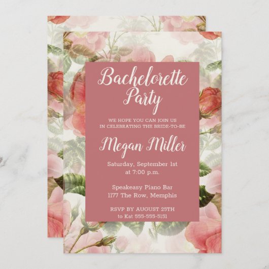 Vintager Junggeselinnen-Abschied - Einladung (Vorne/Hinten)