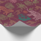 Vintager Jungle Safari Pink Geschenkpapier (Ecke)