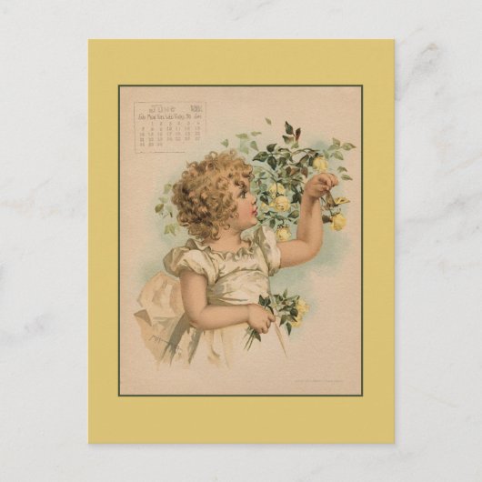 Vintager Juni 1891 zeichnend Kinder Postkarte (Vorderseite)