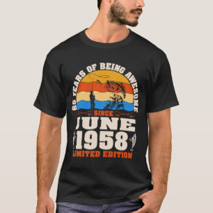 Vintager Juni 1958 65 Jahre Angeln 65. Geburtstag T-Shirt