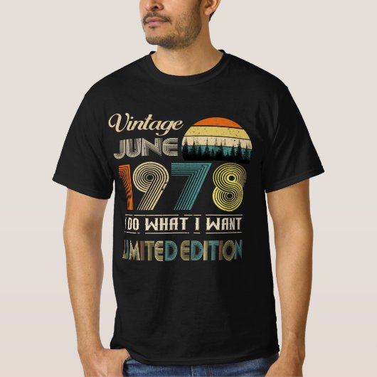 Vintager Juni 1978 T - Shirt - Retro Style Geburts (Vorderseite)