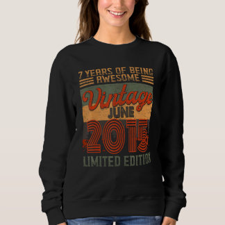 Vintager Juni 2015 7 Geburtstag 7 Jahre alt sein Sweatshirt