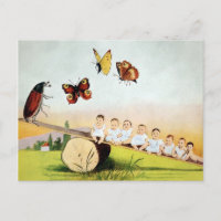 Vintager Käfer Babies Seesaw Postcard