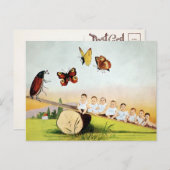 Vintager Käfer Babies Seesaw Postcard Postkarte (Vorne/Hinten)
