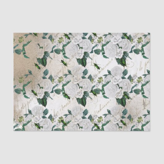 Vintager Käfer und Blume Seidenpapier (Vorderseite)