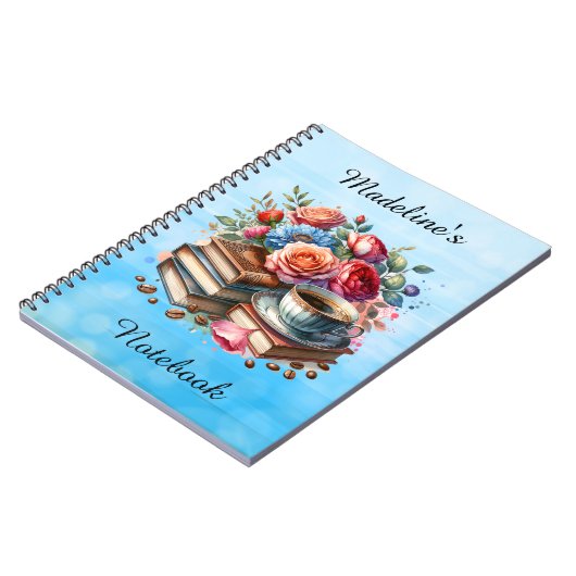 Vintager Kaffee, Bücher und Blume Personalisiert (Linke Seite)