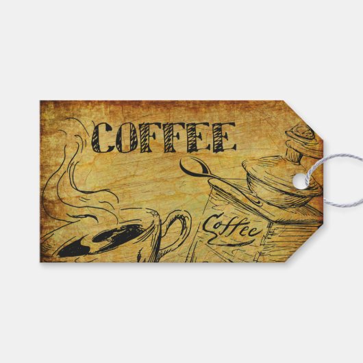 Vintager Kaffee-Cup Geschenkanhänger (Vorderseite (Horizontal))