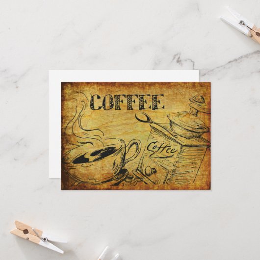 Vintager Kaffee-Cup Karte (Vorderseite/Rückseite Beispiel)