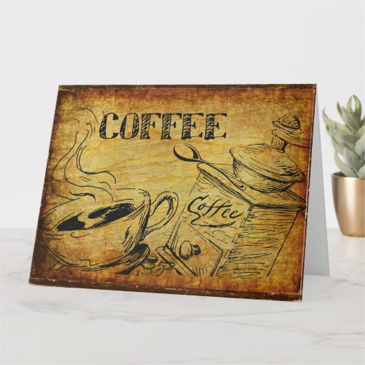 Vintager Kaffee-Cup Karte (Kleine Pflanze)