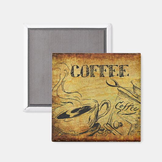 Vintager Kaffee-Cup Magnet (Vorderseite/Rückseite)