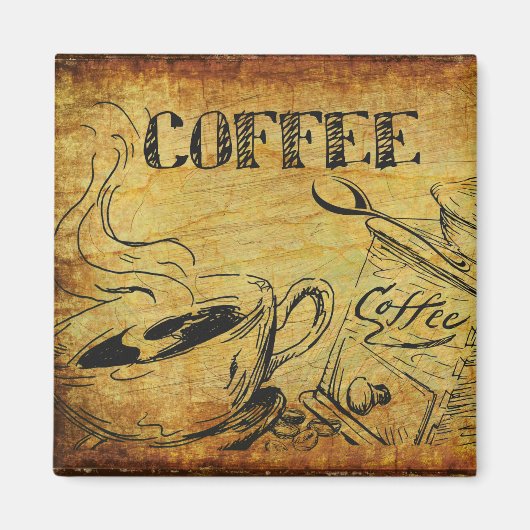 Vintager Kaffee-Cup Magnet (Vorne)
