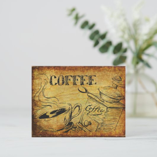 Vintager Kaffee-Cup Postkarte (Stehend Vorderseite)