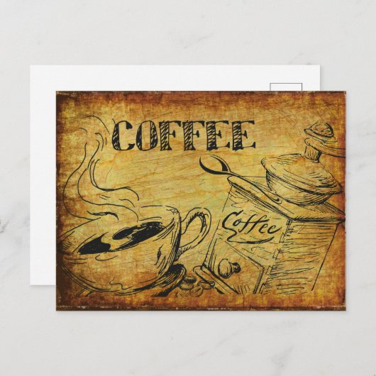 Vintager Kaffee-Cup Postkarte (Vorne/Hinten)